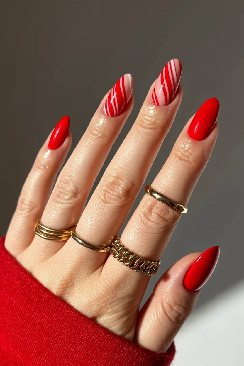 trendy summer nails 2026 Cherry Red Almond Nails With That Expensive Minimalist Finish
