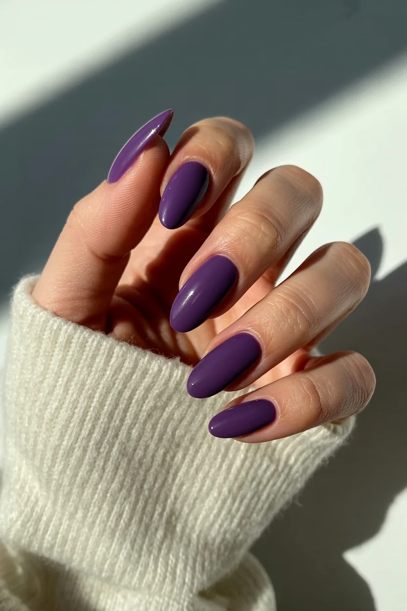 trendy summer nails 2026 Deep Violet Gloss Nails For Summer Nights And Late Sunsets