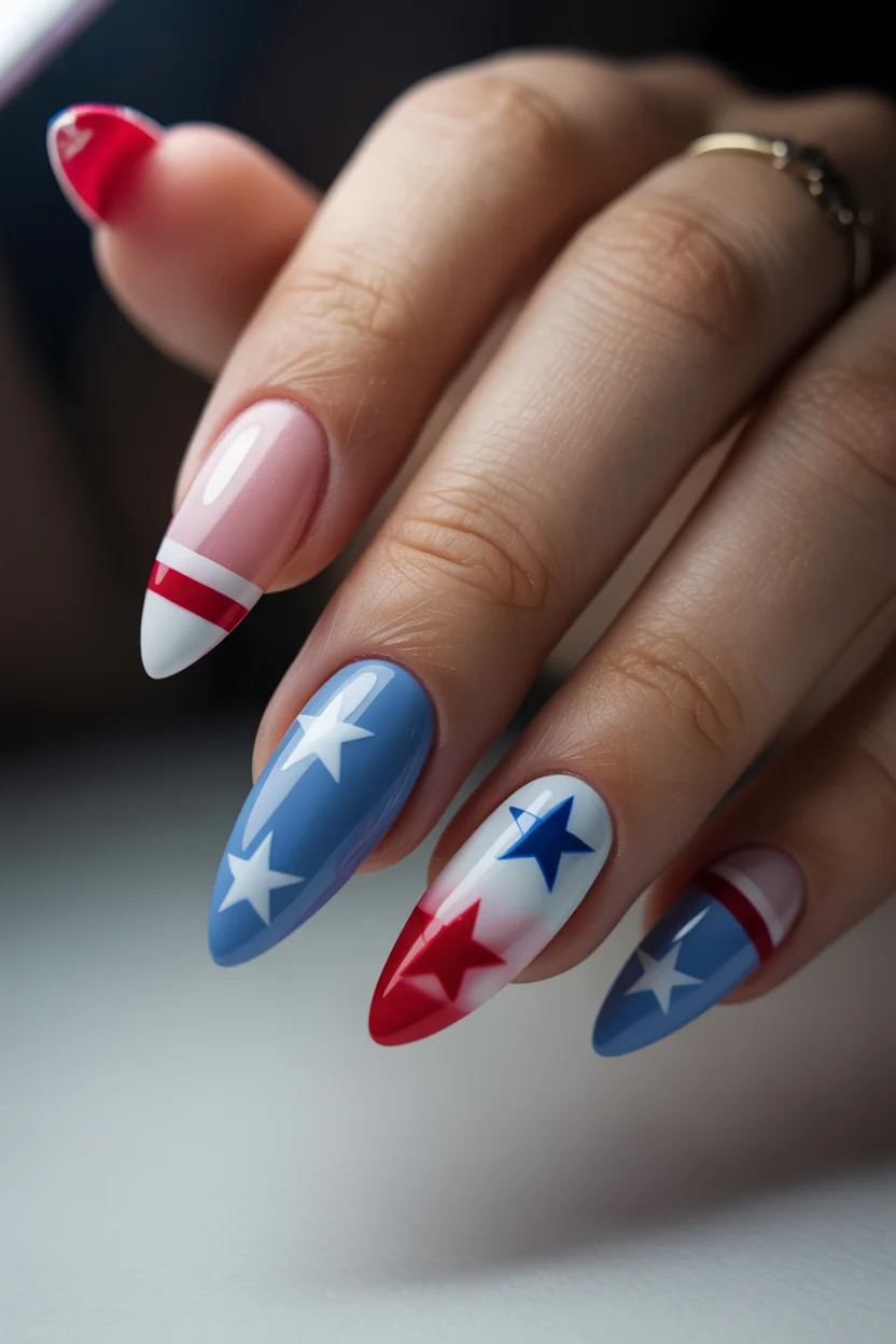 usa nails 2026 Soft Pastel Patriot Nails With A Delicate Modern Finish