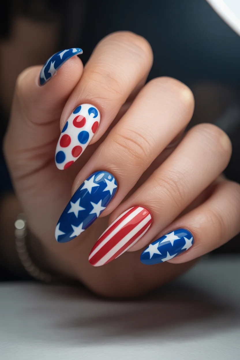 usa nails 2026 Playful Retro Dot Nails That Feel Straight Out Of A Summer Fair