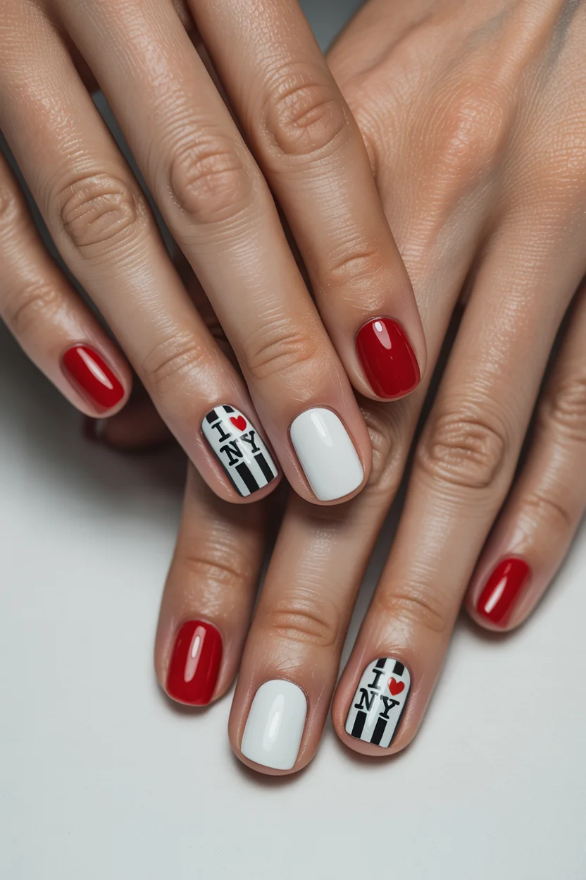 usa nails 2026 New York Inspired Nails With A Downtown Graphic Twist