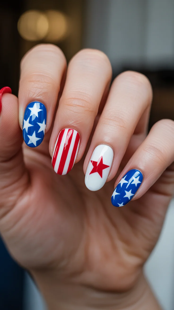 usa nails 2026 Classic Americana Nails With a Clean Graphic Finish