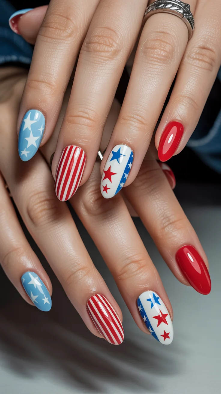 usa nails 2026 Pastel Americana Almond Nails That Feel Soft and Fresh