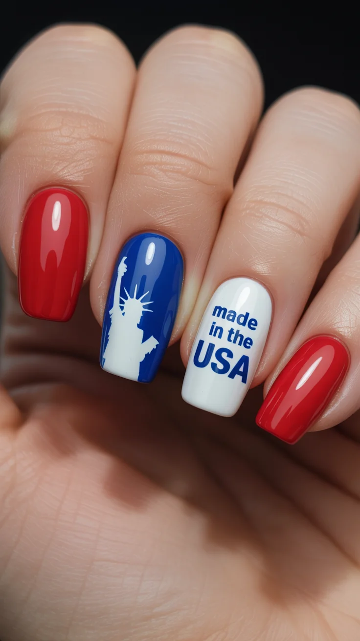 usa nails 2026 Graphic USA Nails With Pop-Art Vibes