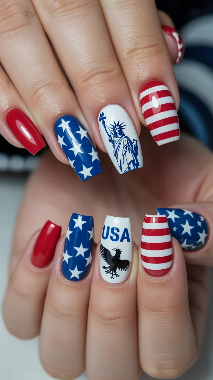 usa nails 2026 Classic Americana Nails With Vintage Poster Energy