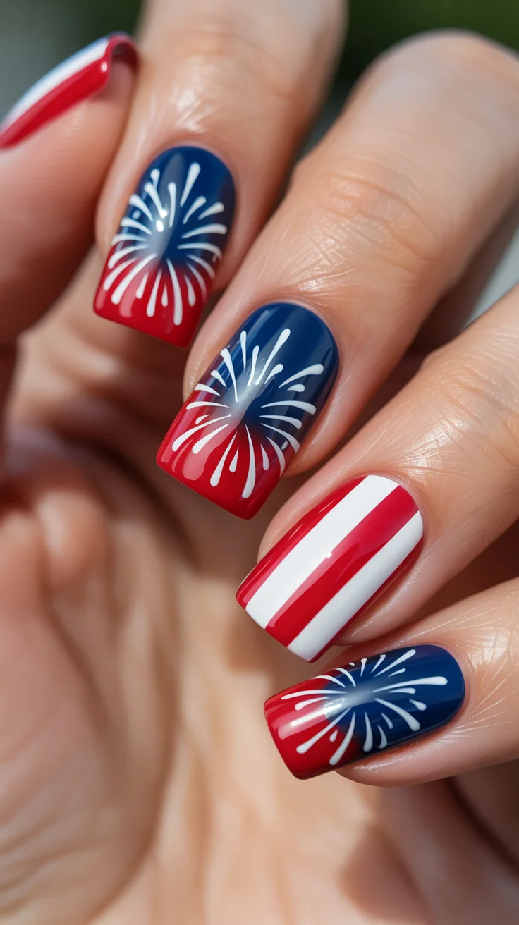 usa nails 2026 Firework Burst Nails Made for Summer Nights