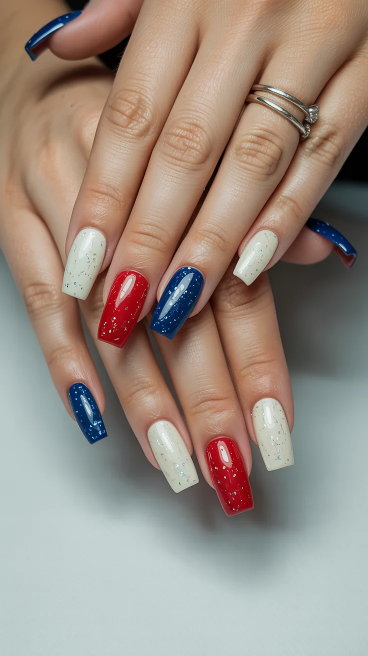usa nails 2026 Glittery Americana Nails That Feel Surprisingly Chic