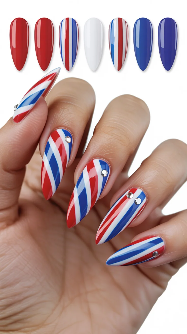 usa nails 2026 Candy Stripe Stiletto Nails That Feel Bold and Playful