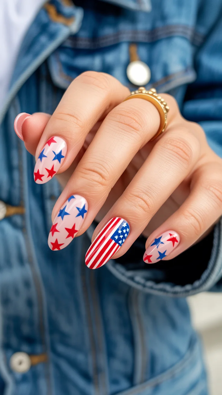 usa nails 2026 Star-Spangled Minimal Nails With Denim-Girl Energy