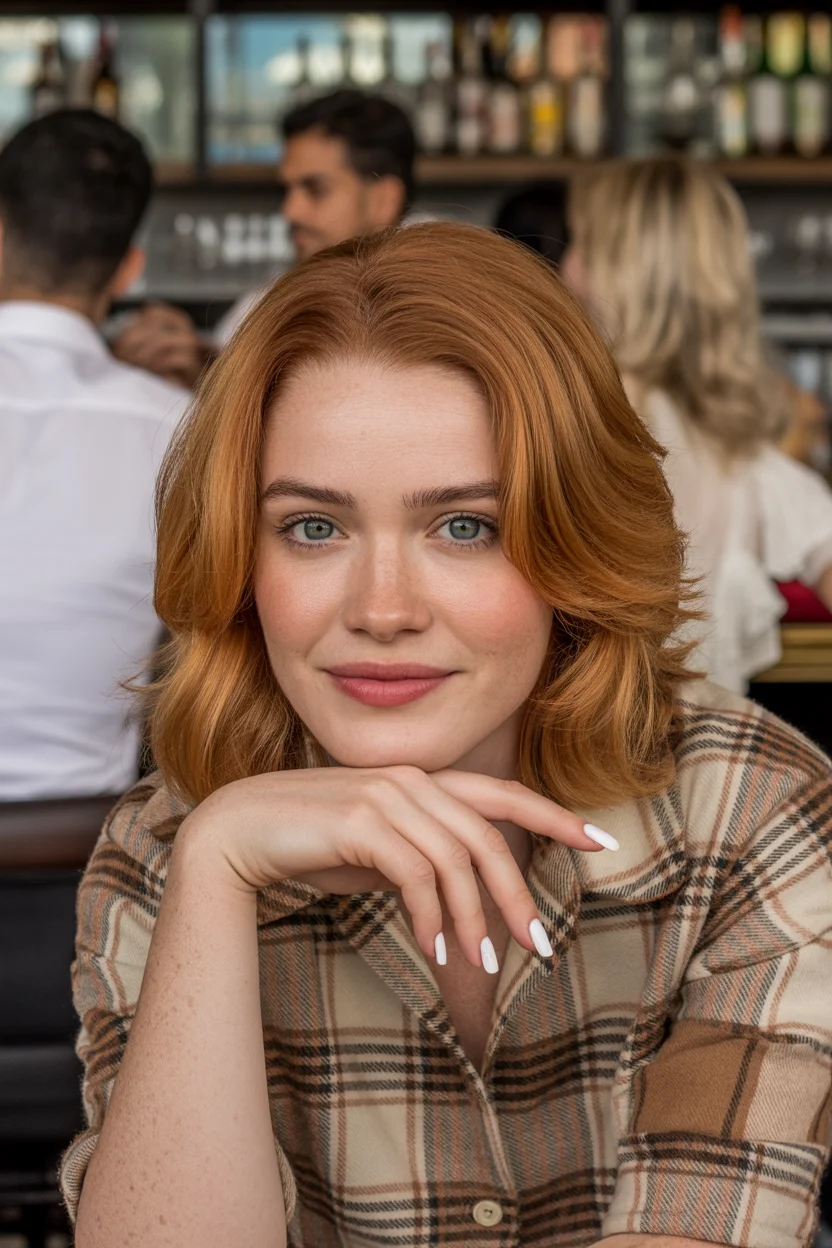 warm summer auburn hair color 2026 Soft Auburn Bob With Casual Everyday Texture