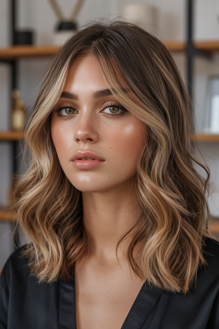 warm summer hair color for tan skin 2026 Soft Beige Lob With Glossy Summer Dimension