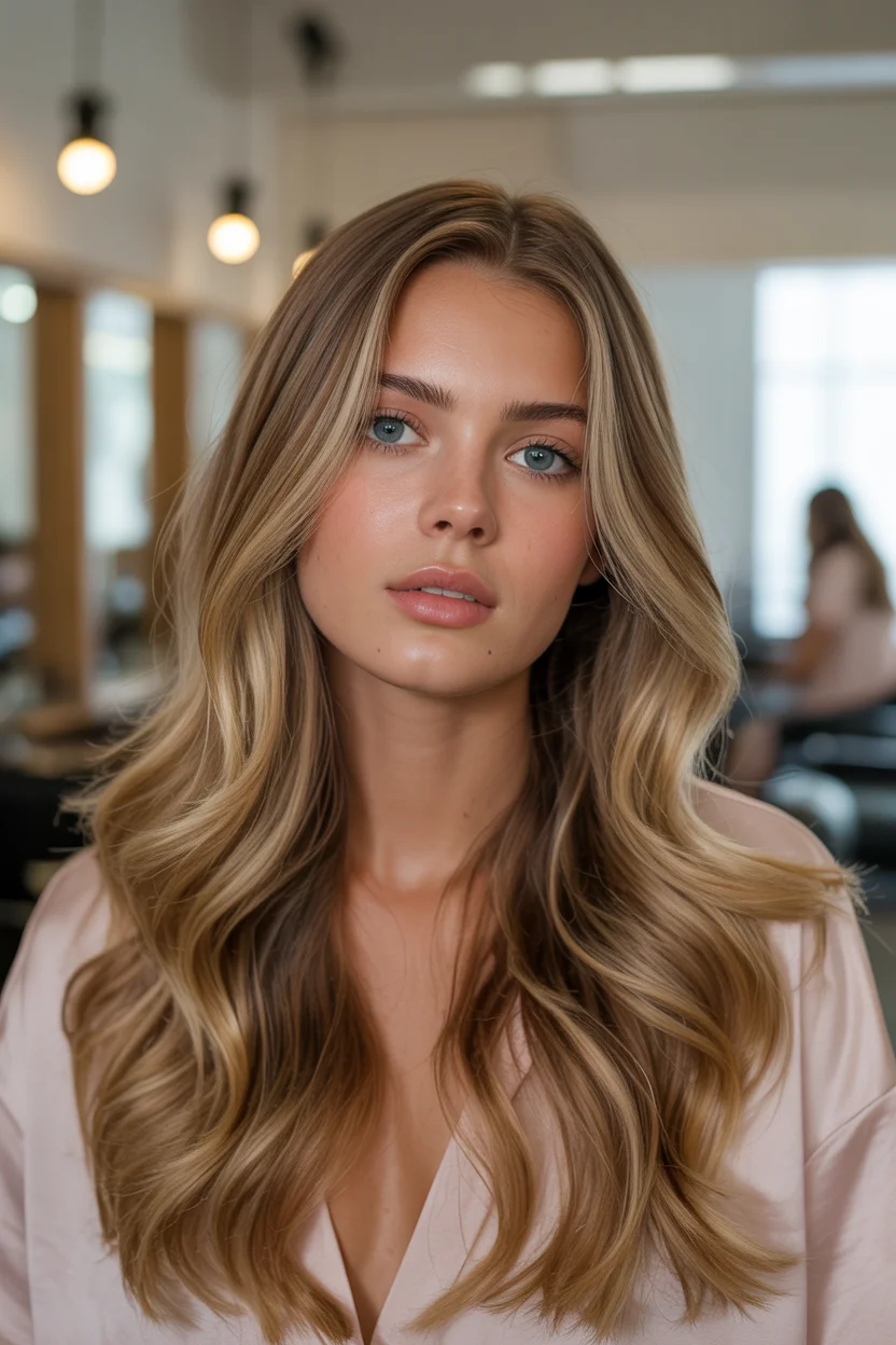 warm summer hair color for tan skin 2026 Golden Sand Waves With Luxury Shine