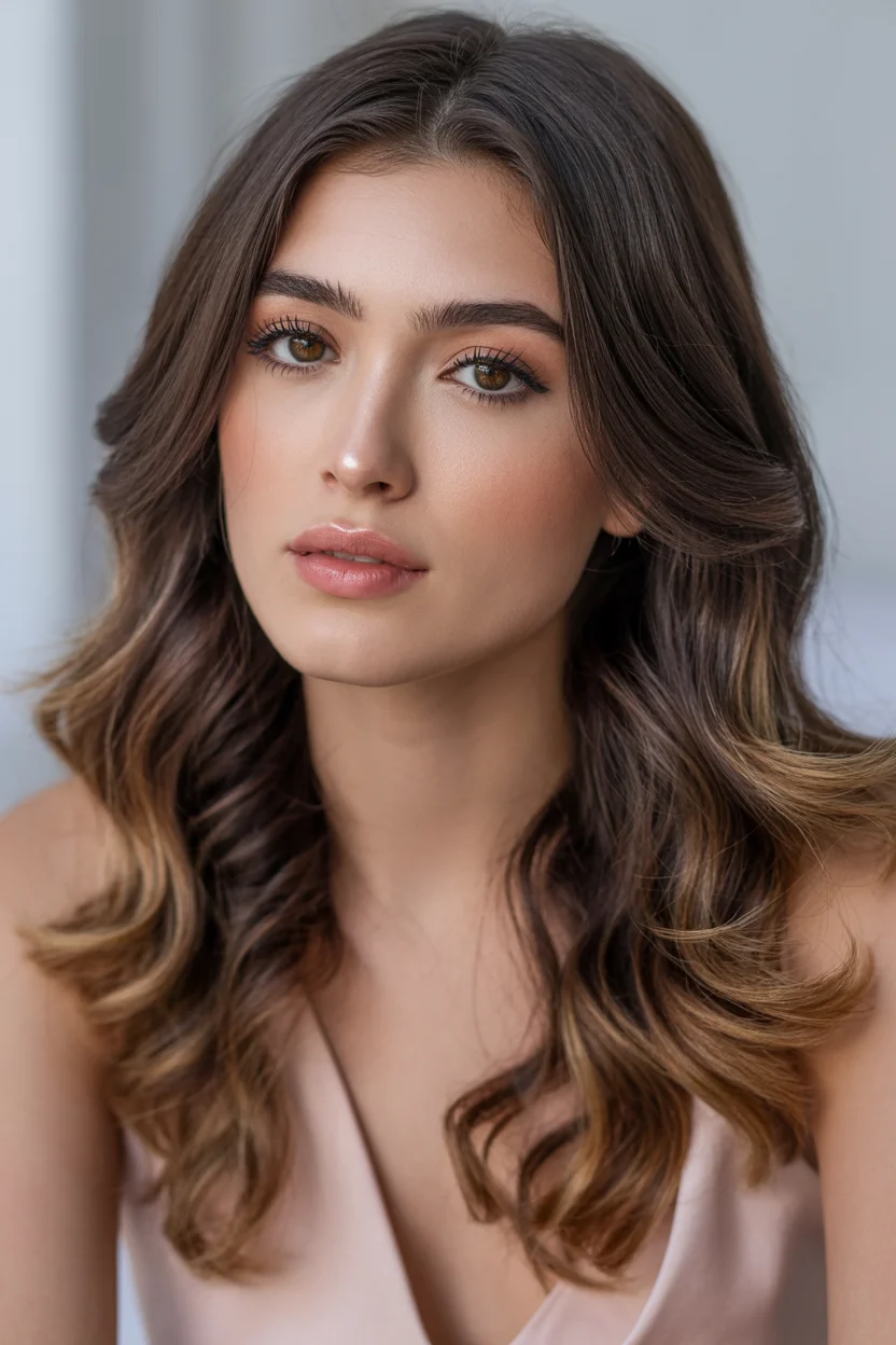 warm summer hair color for tan skin 2026 Rich Cocoa Waves With Subtle Caramel Ends