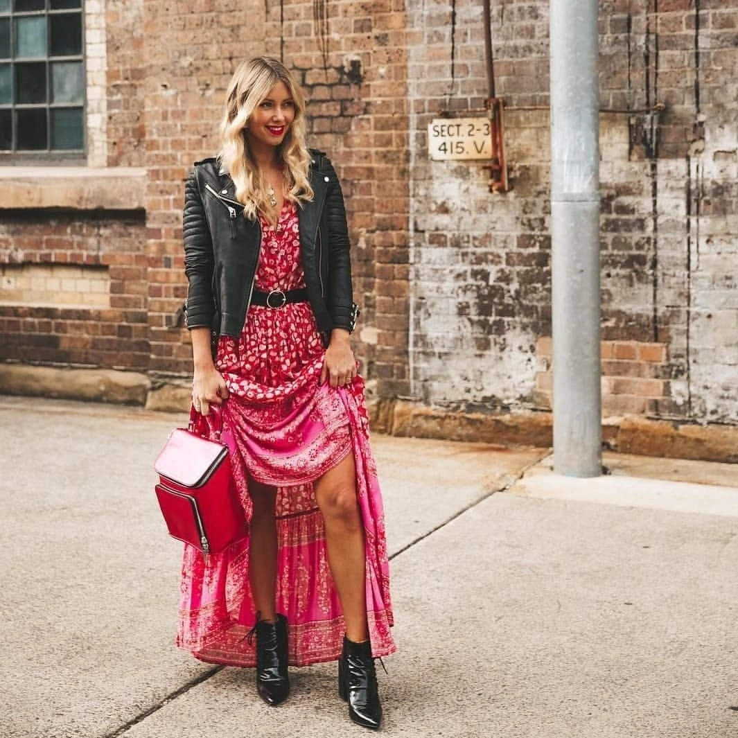 boho chic fall outfits 2026 Leather Jackets That Add Edge to Romantic Boho Dresses