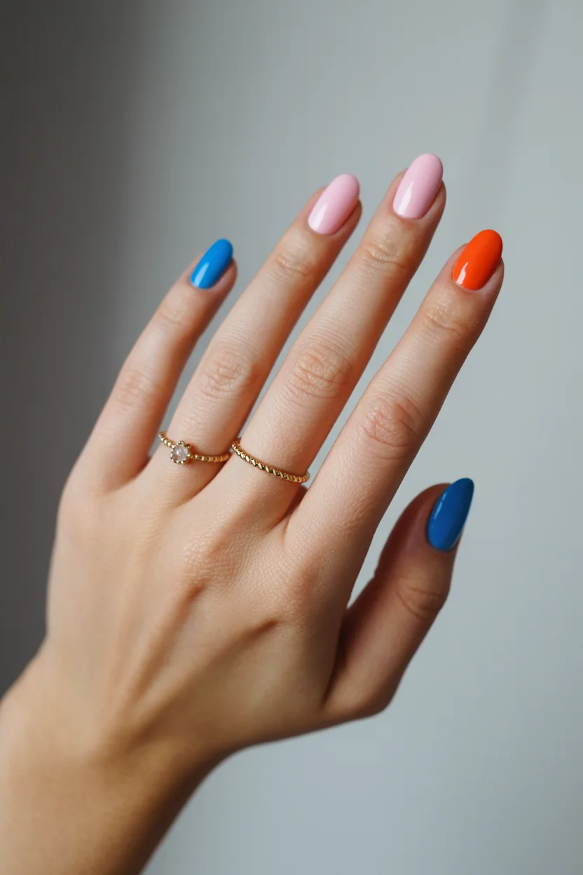 bright summer nails 2026 Primary Brights Create a Modern Color-Block Statement