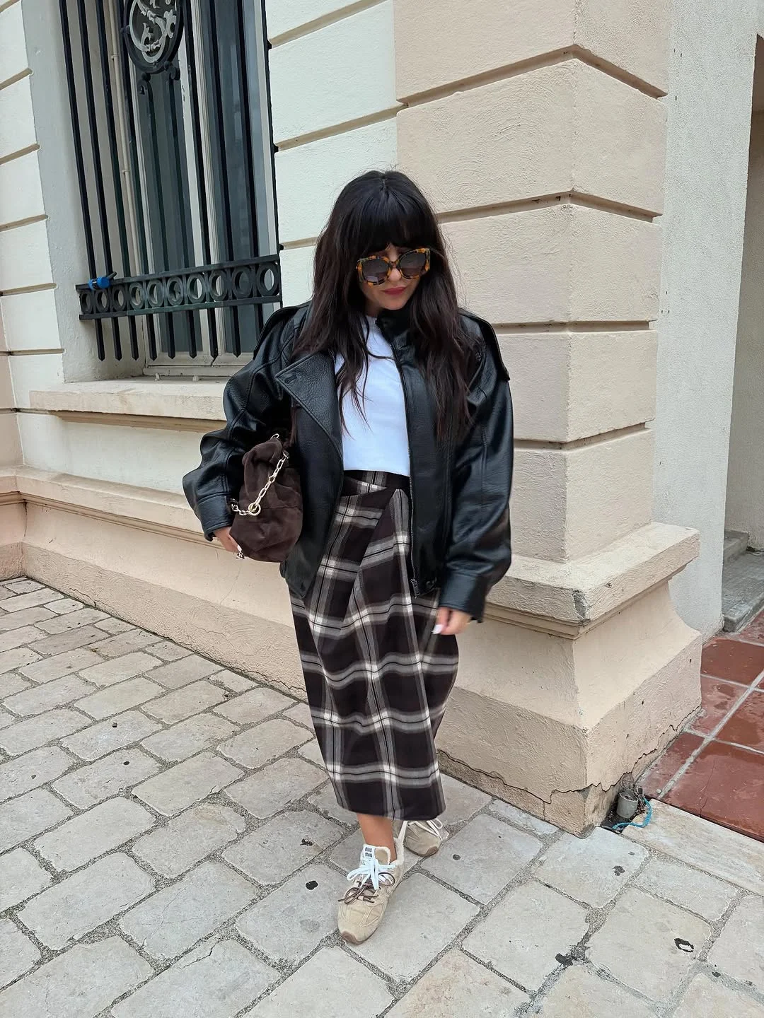 cute fall outfits docs 2026 Leather Jackets and Plaid Skirts with a Modern Streetwear Twist