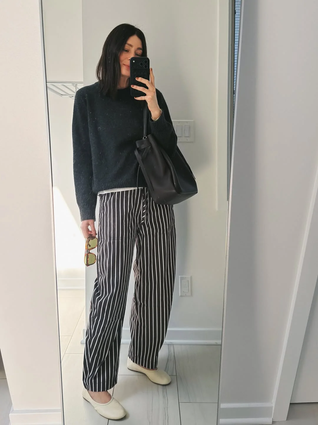 cute fall outfits docs 2026 Minimalist Monochrome with Striped Trousers for Effortless Fall Style