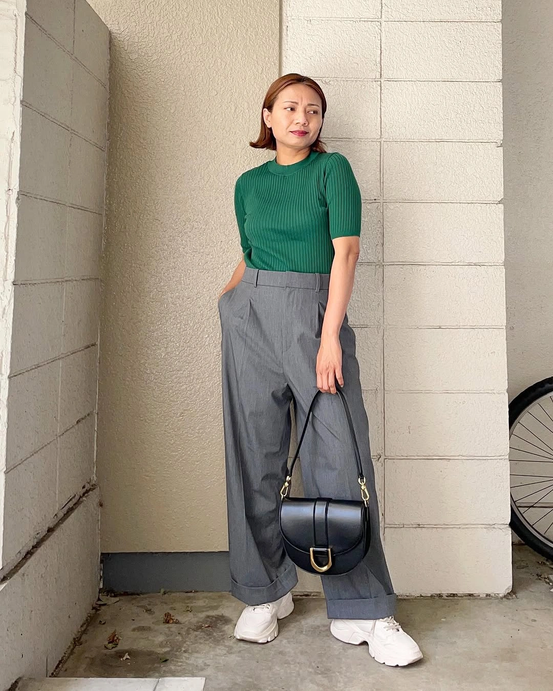 early fall outfits 2026 Tailored Wide-Leg Trousers with a Ribbed Knit for Elevated Everyday Dressing
