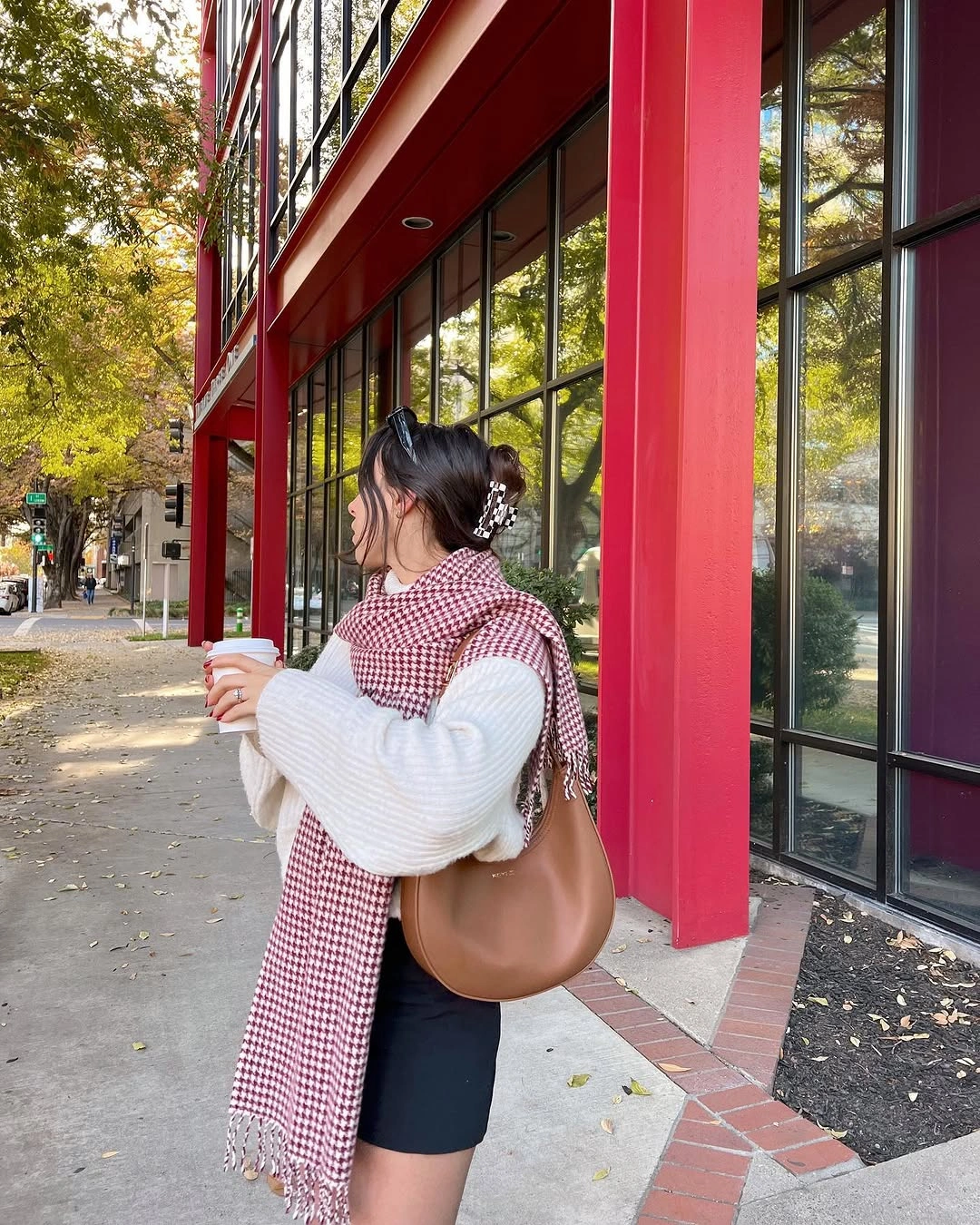 early fall outfits 2026 Soft Knit Layers with a Statement Scarf for Coffee Runs