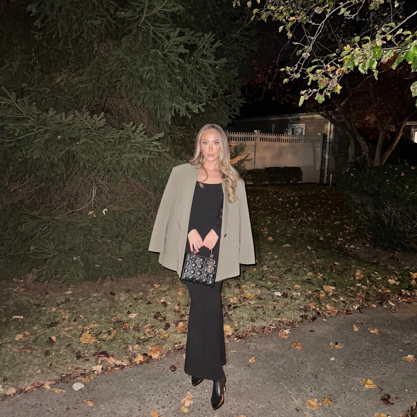 fall date night outfits 2026 Minimal Black Maxi with an Elegant Oversized Blazer