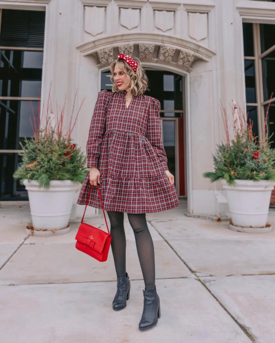 fall date night outfits 2026 Classic Plaid Dress with a Vintage Twist