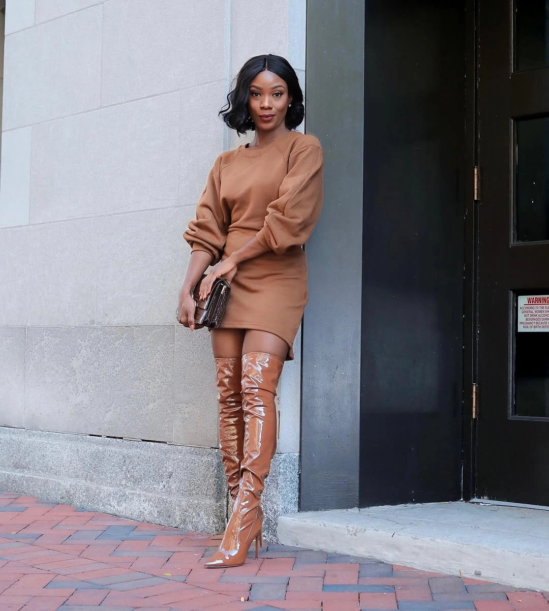 fall date night outfits 2026 Monochrome Mocha Mini with Statement Boots