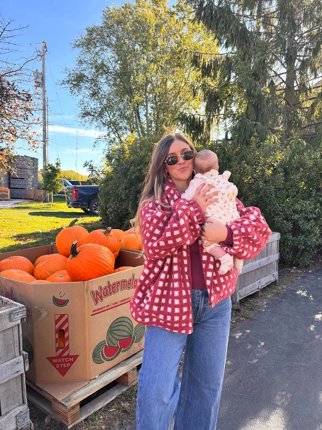 fall family picture outfits 2026 Playful Berry Knitwear with Denim for Pumpkin Patch Adventures