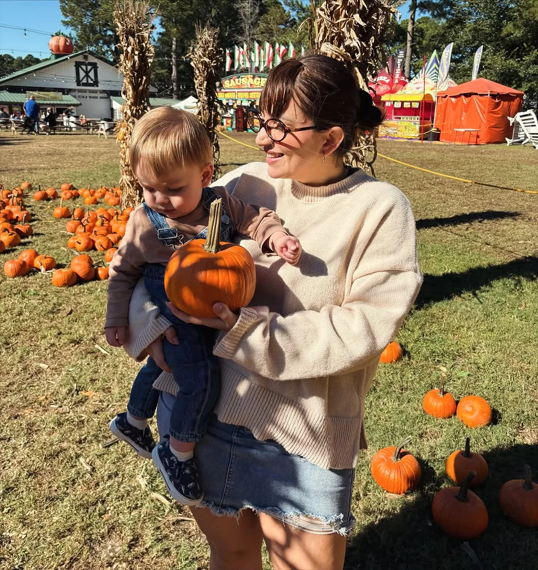 fall family picture outfits 2026 Relaxed Denim and Neutral Knitwear for Pumpkin Patch Days