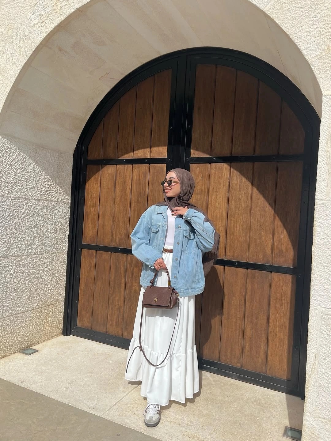 fall going out outfits 2026 Denim Jacket and Flowing Dress for Soft Autumn Days
