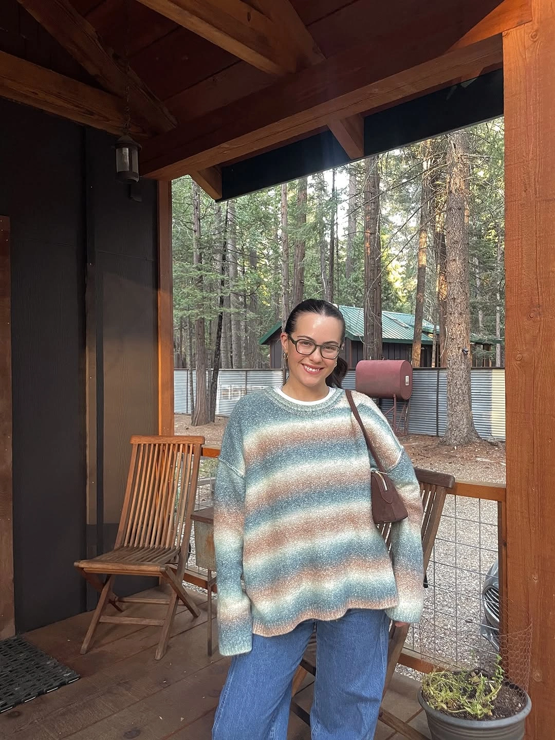 fall going out outfits 2026 Soft Stripes and Oversized Comfort for Cabin Weekends