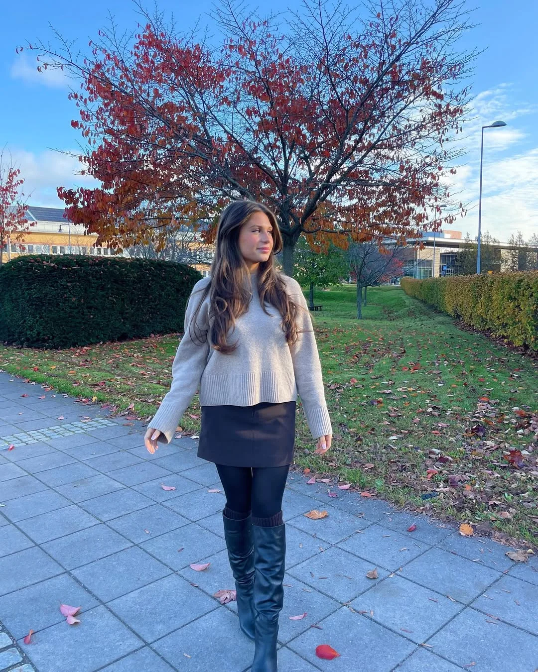fall outfits for women in 30s style 2026 Timeless Sweater and Mini Skirt Styling With Tall Boots