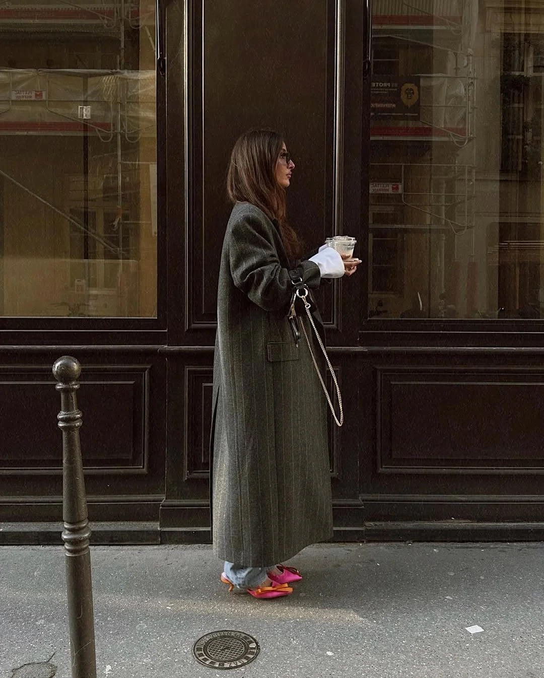 fall outfits with coat 2026 Minimalist City Dressing With A Long Pinstripe Coat