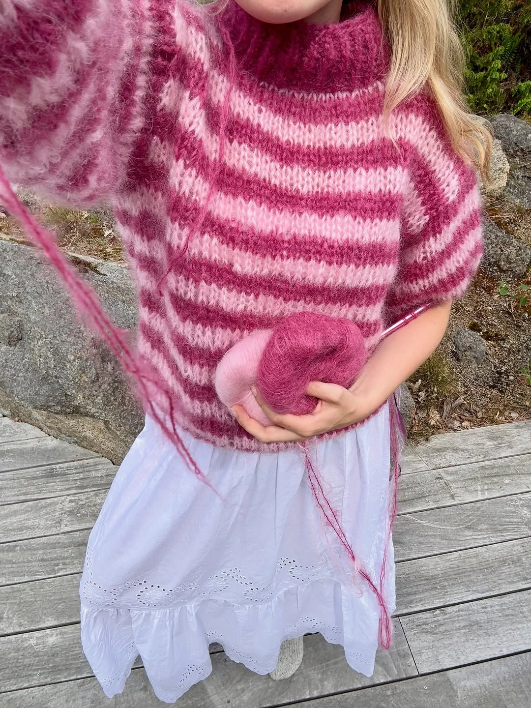 fall outfits with sweater 2026 Pink Stripes and Romantic Layers for a Playful Fall Look