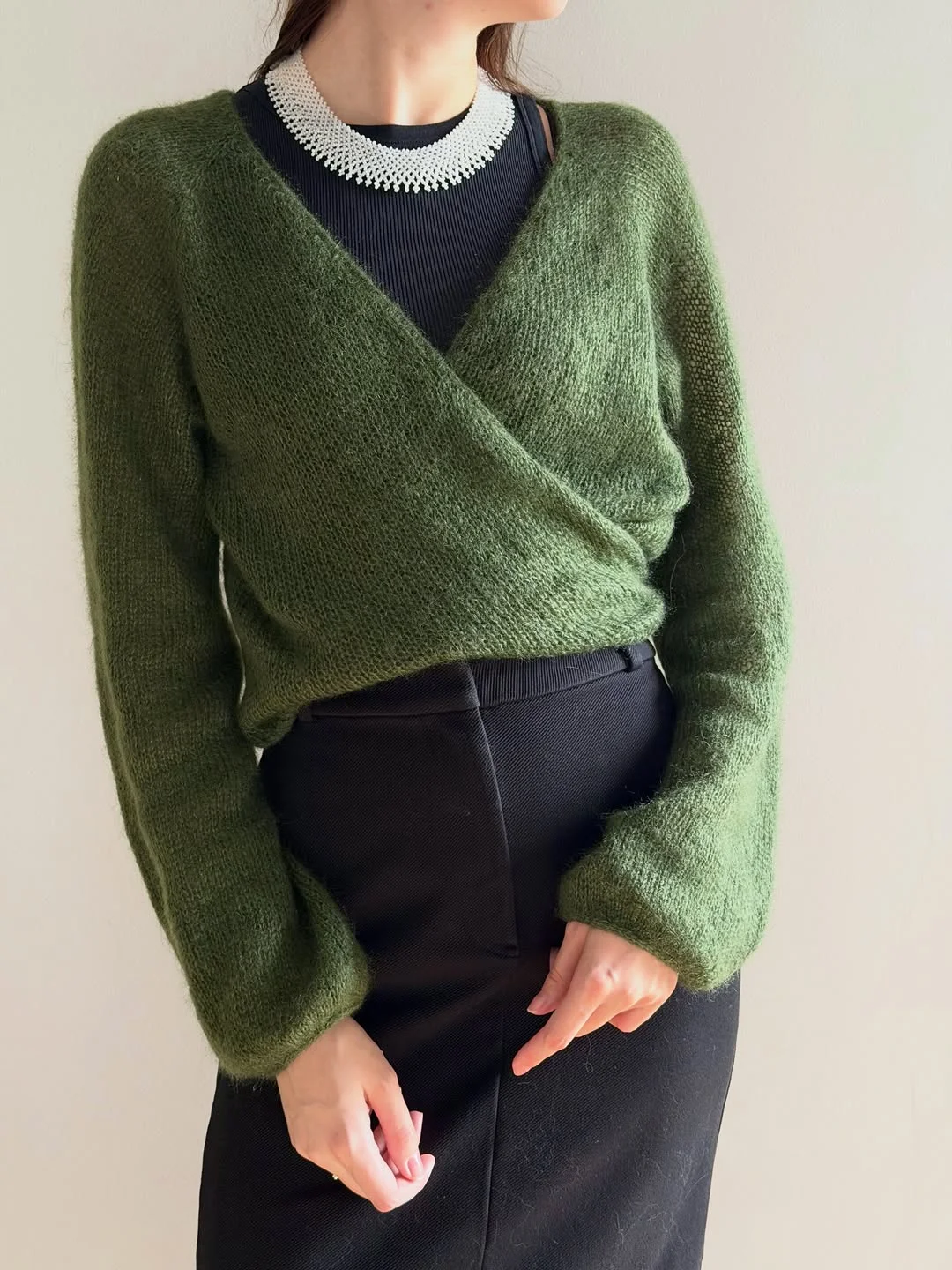 fall outfits with sweater 2026 Olive Wrap Sweater for Modern Elegant Layering