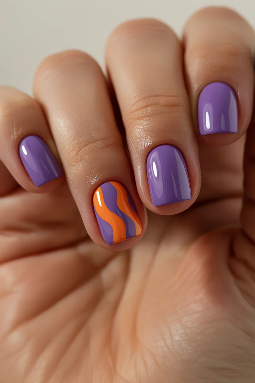 funky summer nails 2026 Lavender Minimalism With a Modern Accent