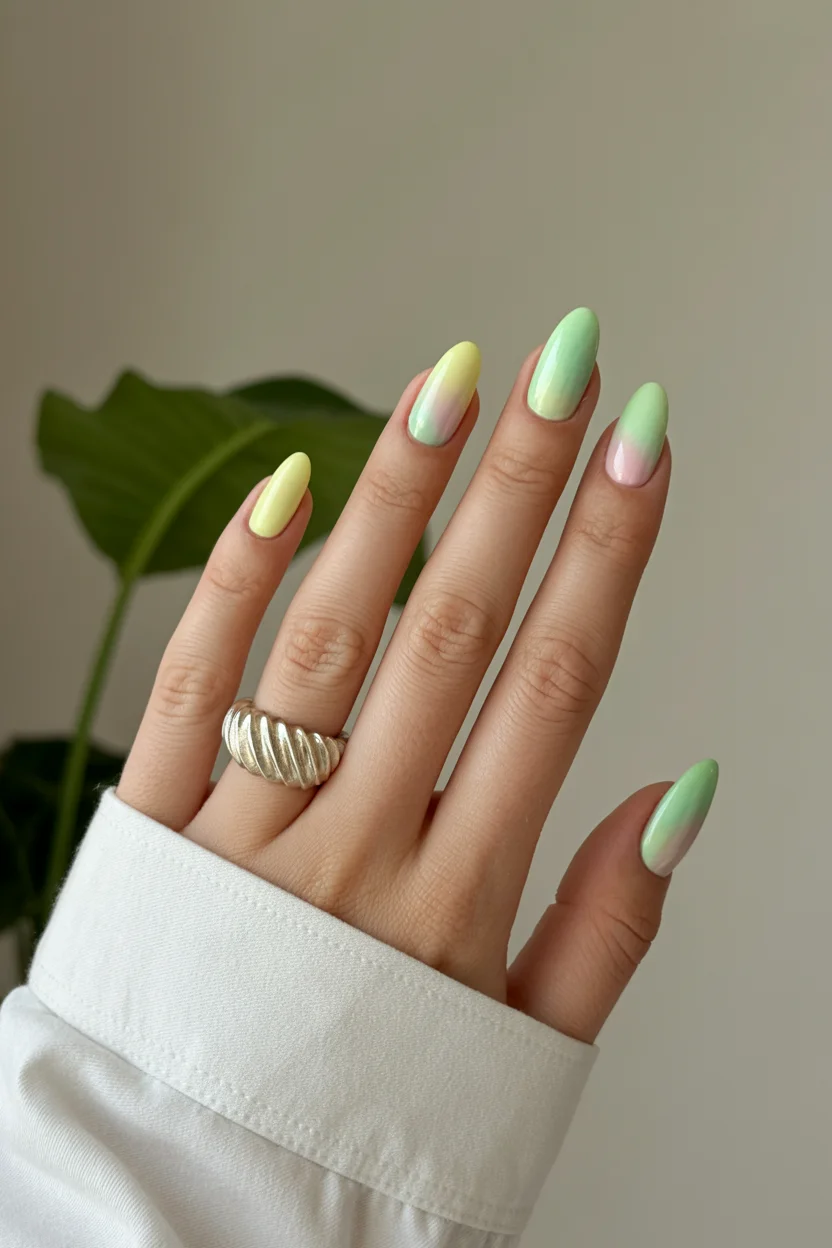 light summer nails 2026 Lime Sorbet Ombre for a Fresh Seasonal Update