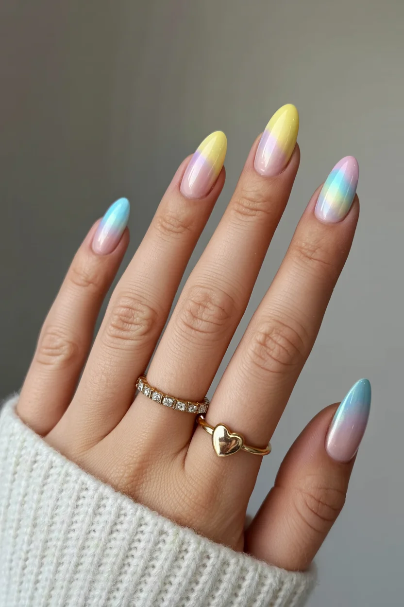 light summer nails 2026 Rainbow Aura Gradients for Dreamy Summer Days