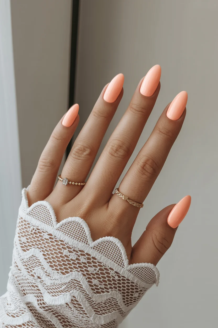 light summer nails 2026 Peach Sorbet Nails for Effortless Elegance