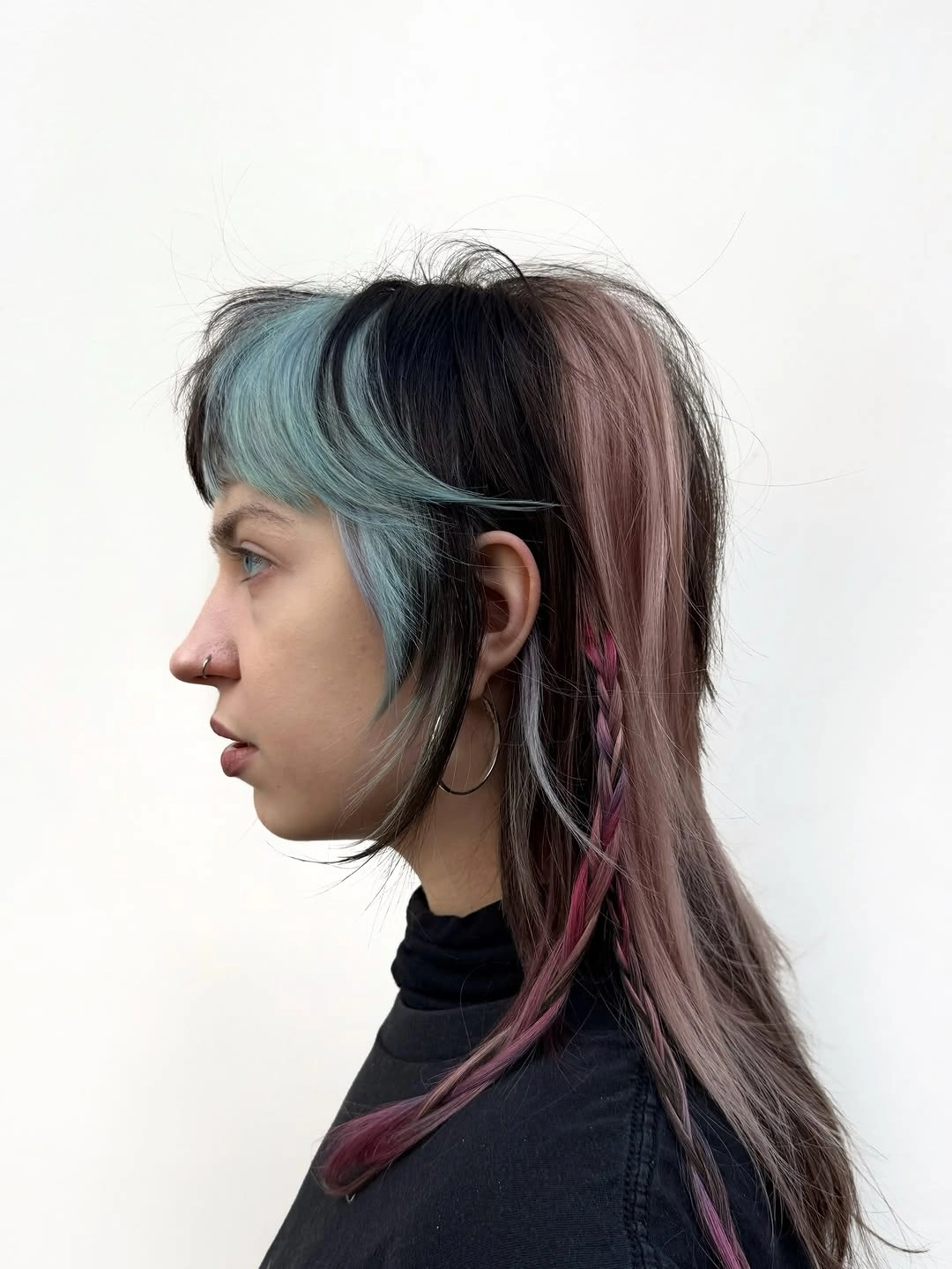 august hairstyles and color ideas 2026 Creative Split-Color Mullet With Pastel Accents