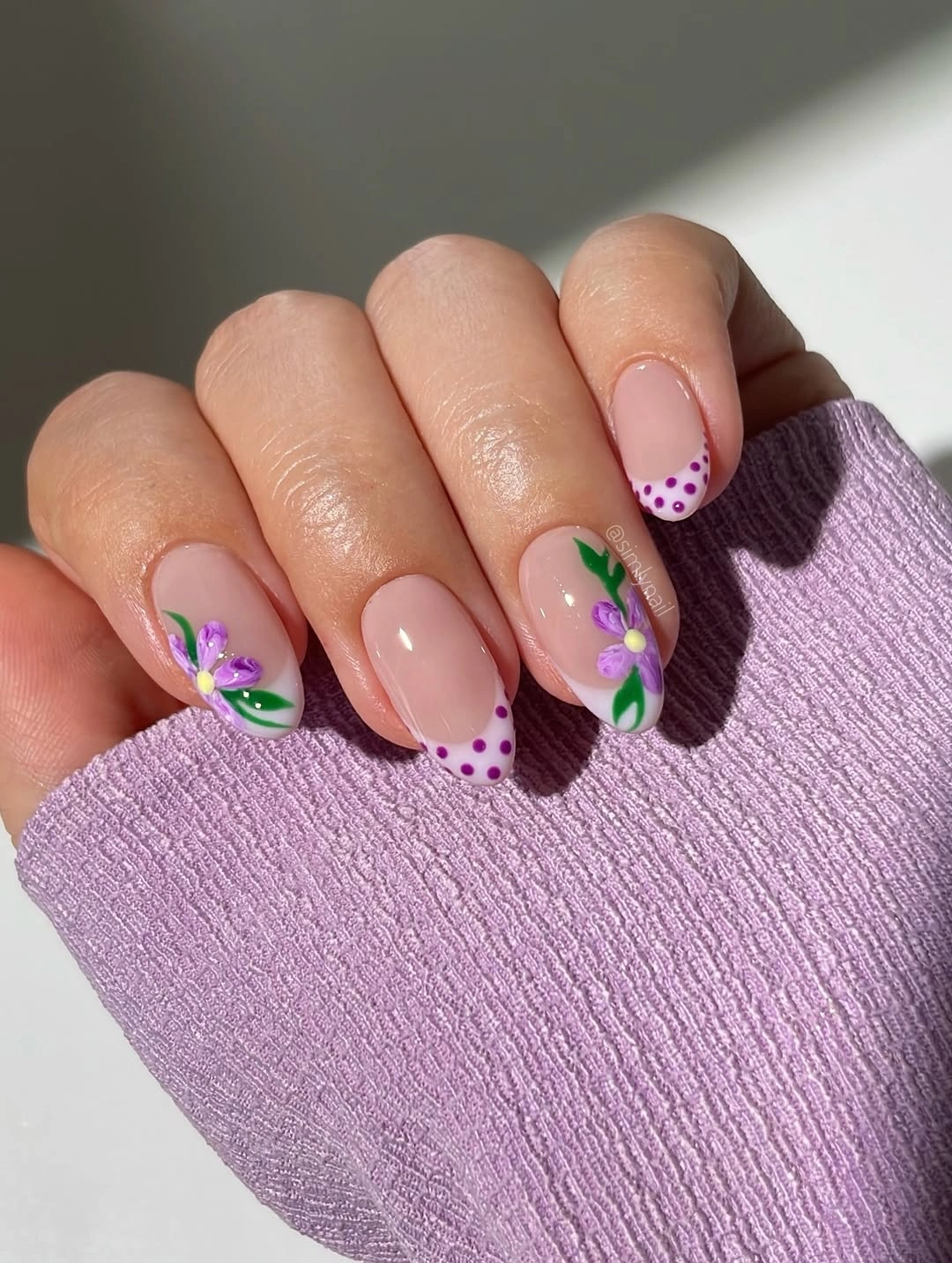 august nails color 2026 Lavender Floral Tips That Feel Fresh and Effortless