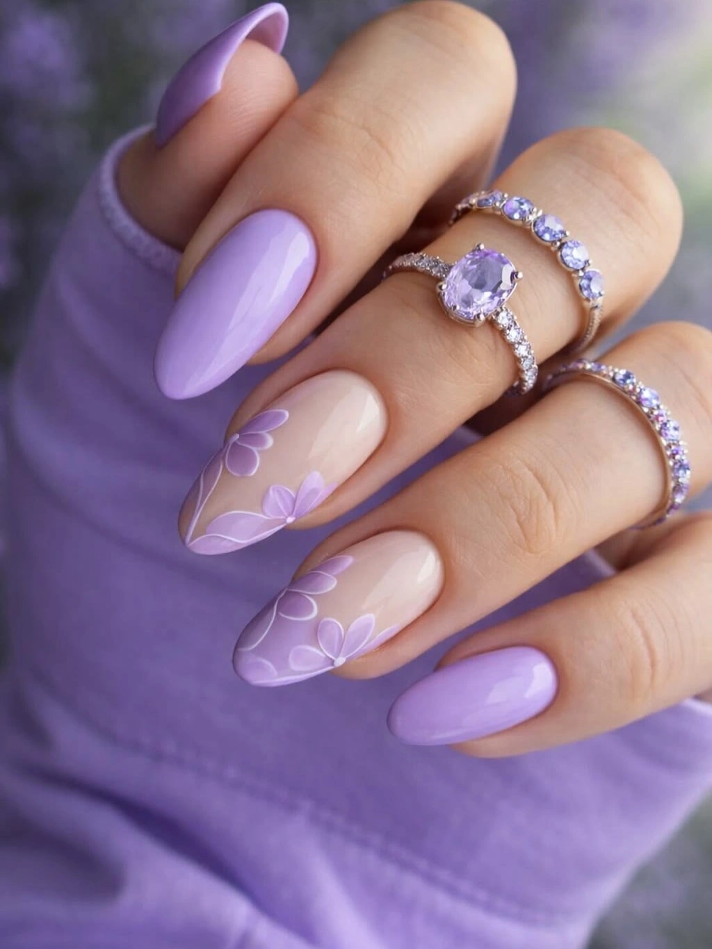 august nails color 2026 Lavender Petal Nails with Quiet Elegance