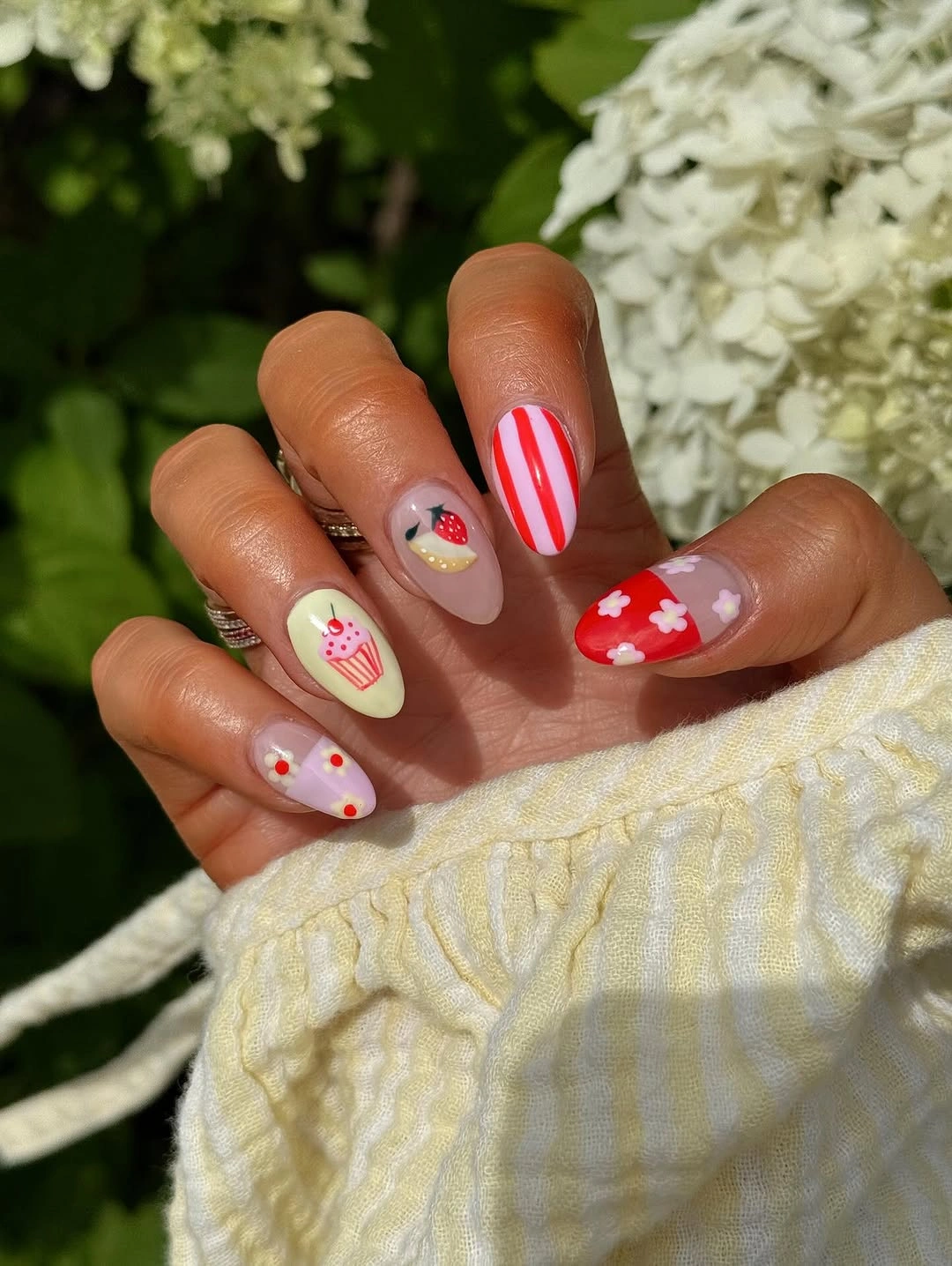 august nails color 2026 Sweet Picnic-Inspired Nails Full of Summer Charm