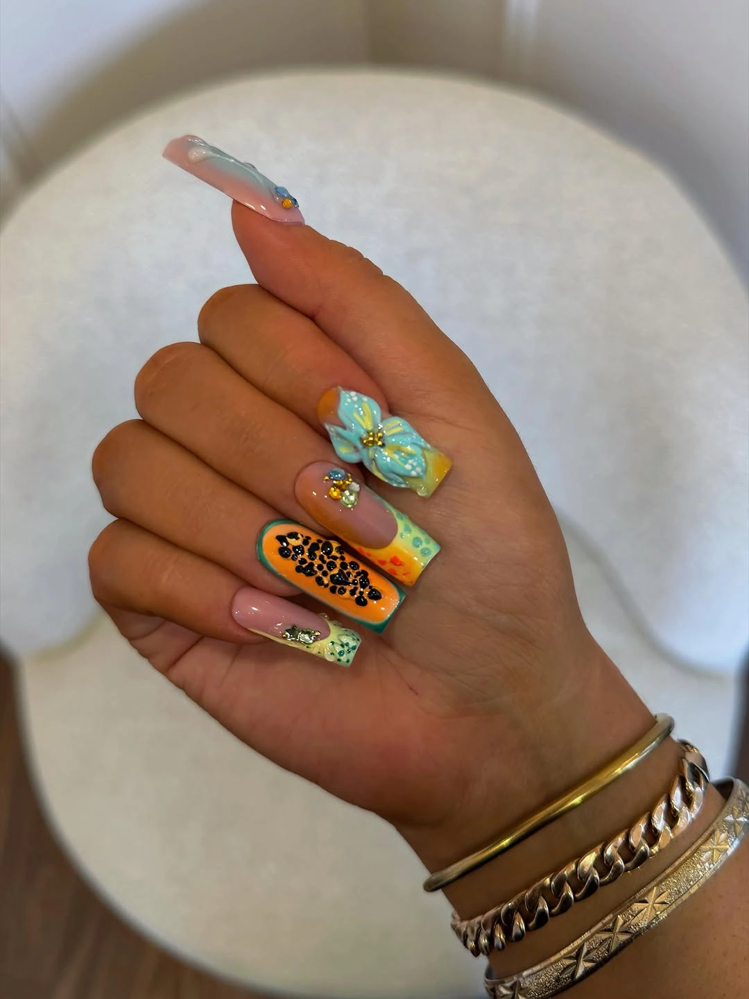 august nails color 2026 Tropical Fruit and Floral Art That Steals the Show