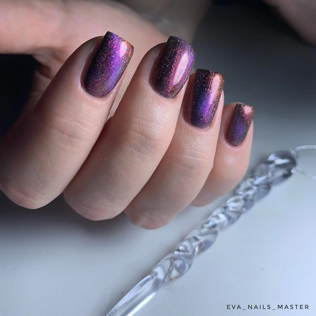 august nails ideas 2026 Cosmic Velvet Chrome for Late Summer Evenings