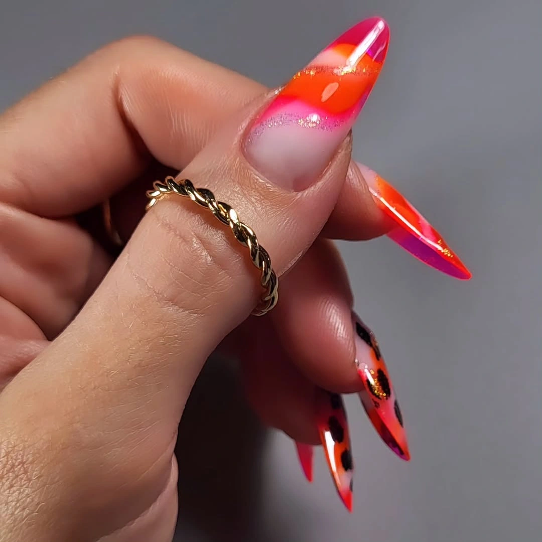 august nails ideas 2026 Sunset Neon Waves for Endless Summer Nights