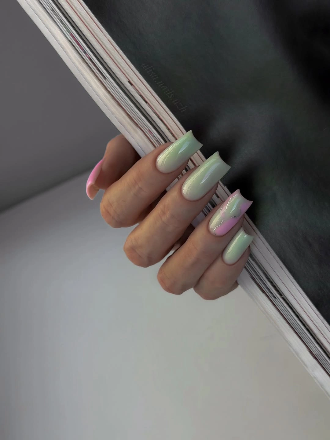 august nails ideas 2026 Pastel Chrome Square Nails For A Fresh August Glow