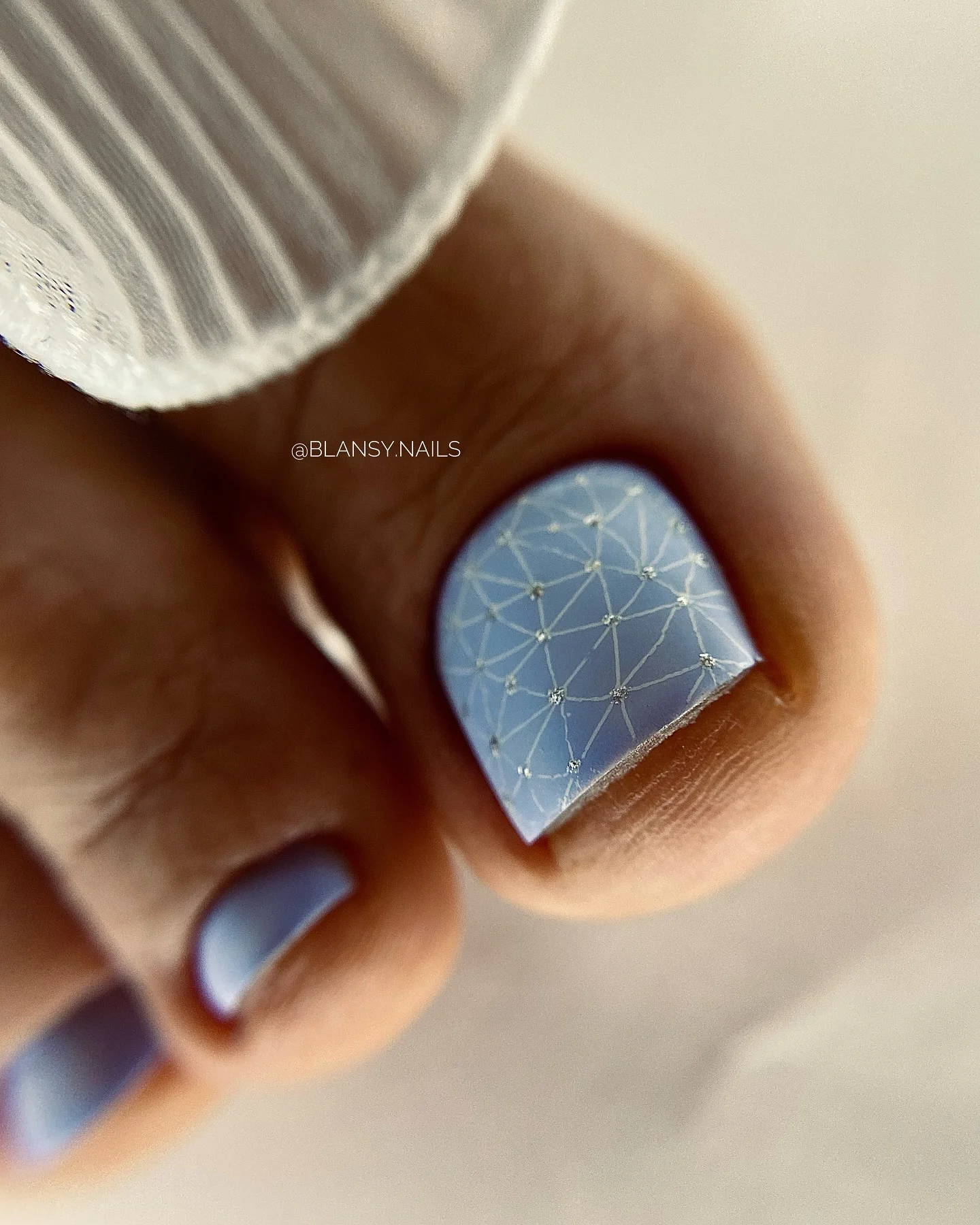 august pedicure nails ideas 2026 Soft Periwinkle with Delicate Geometric Details