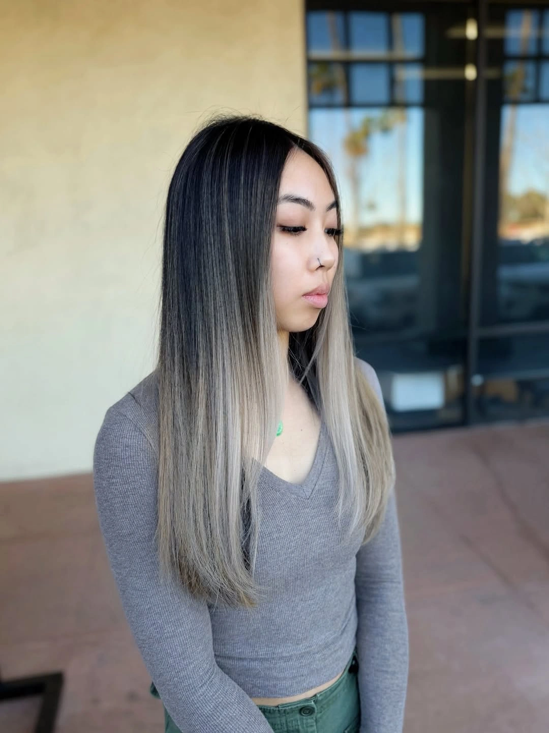 babylights hair ideas Smoky Shadow Root with Icy Babylight Lengths