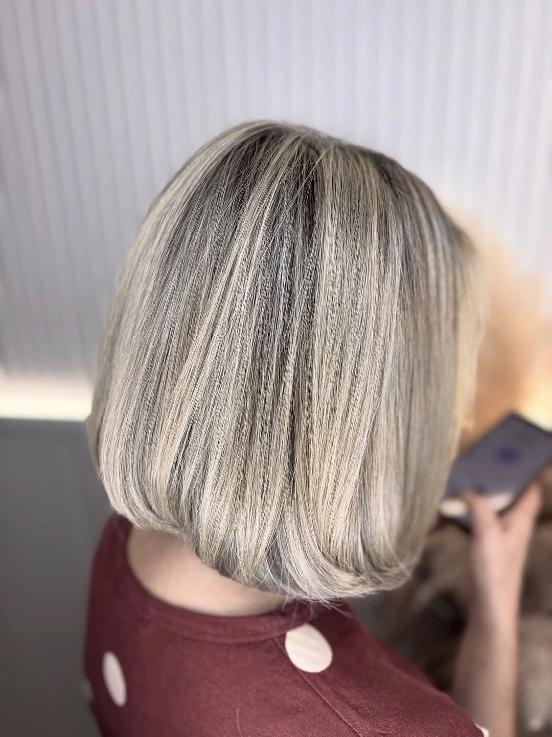 babylights hair ideas Silver Vanilla Babylights on a Classic French Bob