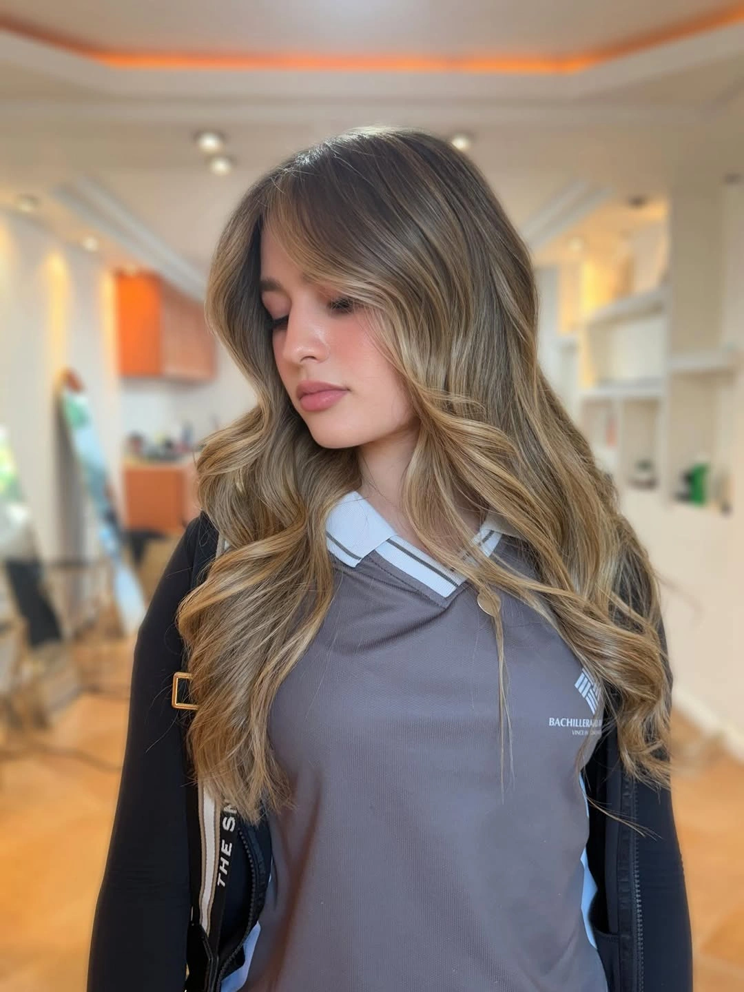 babylights hair ideas Golden Beige Babylights with Soft Curtain Layers